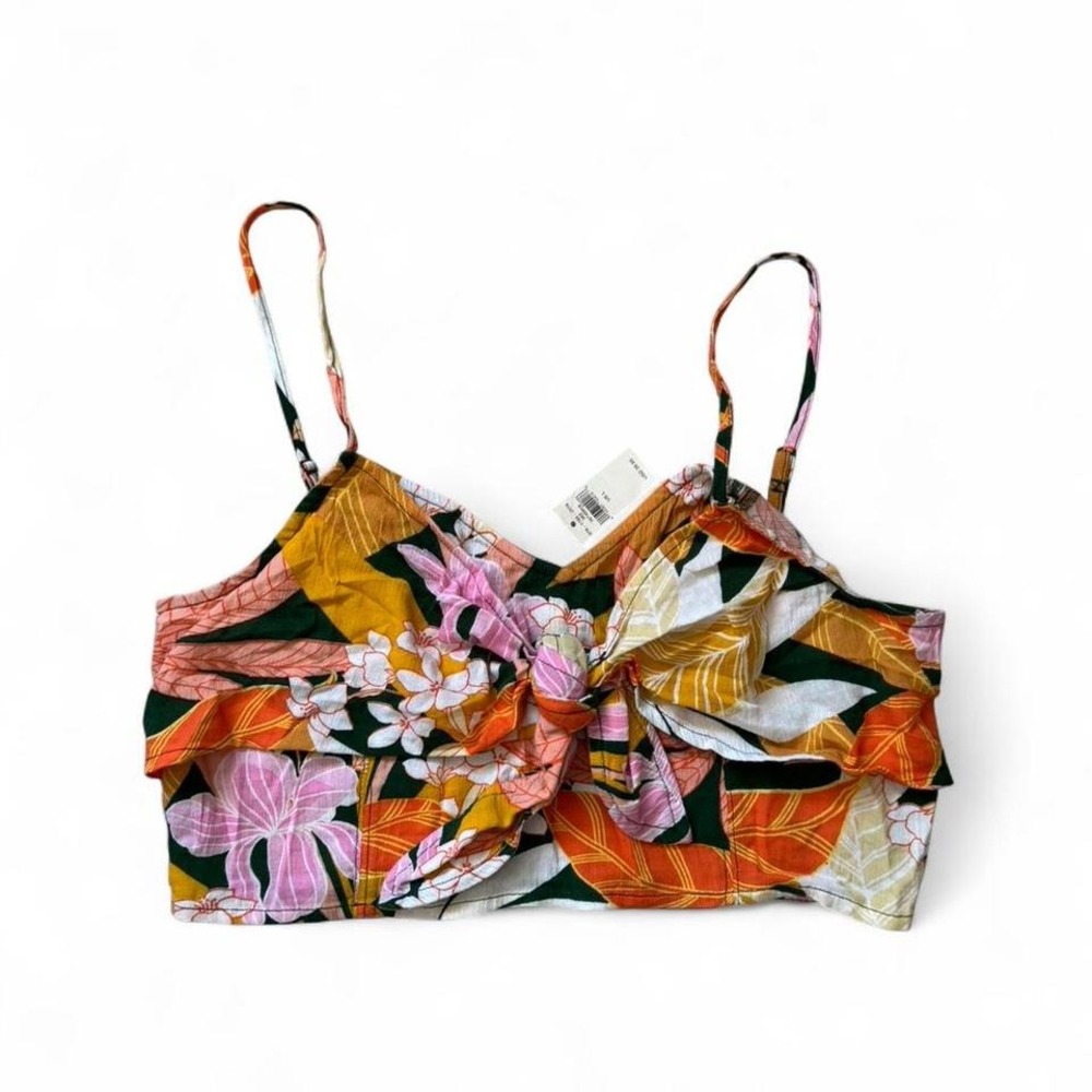 NWT aerie floral cropped tank with front ties size large‎